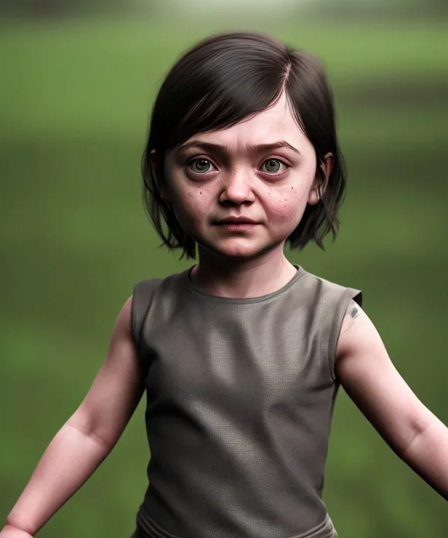 Arya stark toddler, full body, soft skin, dramatic lighting, hyper realistic