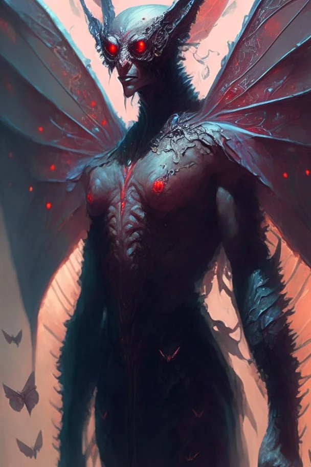 Mothman demon ,sci - fi, fantasy, intricate, elegant, highly detailed, digital painting, artstation, concept art, smooth, sharp focus, illustration, art by artgerm and greg rutkowski