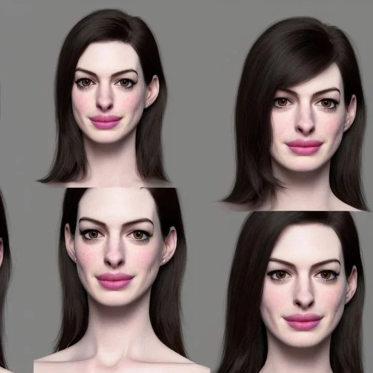 just perfect face Anne Hathaway, highly realistic, highly detailed