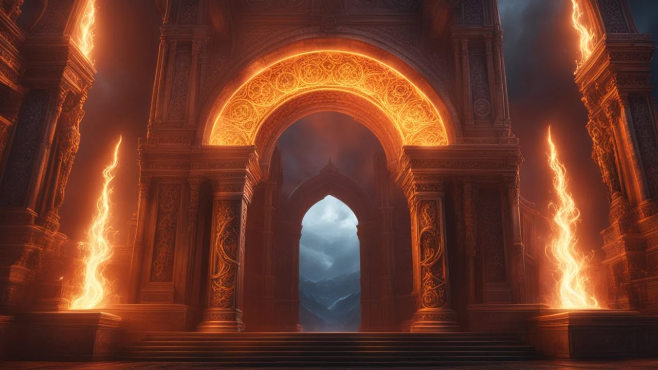 The two portals to Heaven and Hell. fantasy concept art, exquisite realism, a masterpiece, dynamic lighting, hyperdetailed, intricately detailed, deep color, Unreal Engine, volumetric lighting , Epic cinematic brilliant stunning intricate meticulously detailed dramatic atmospheric maximal,