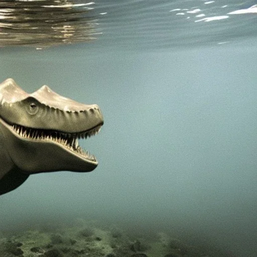 a drowning t-rex underwater with no teeth