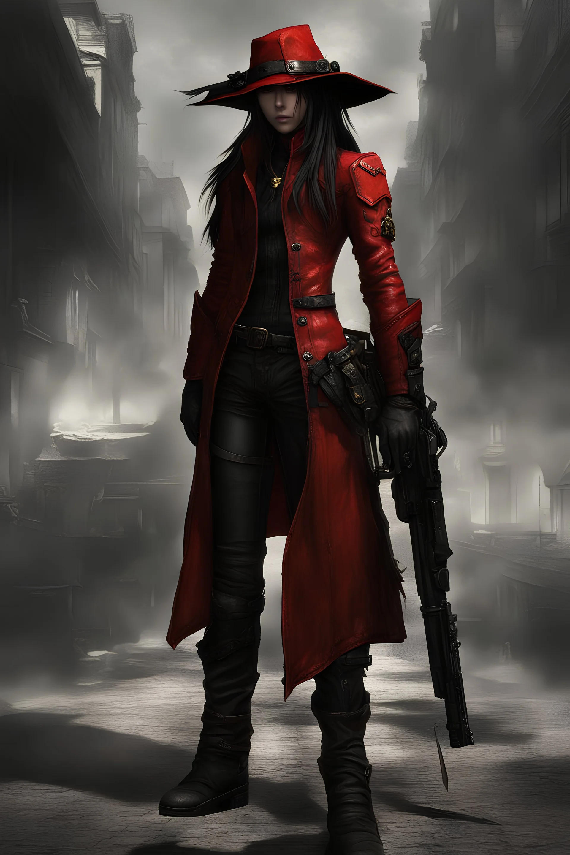Vincent Valentine mujer joven cuerpo entero
