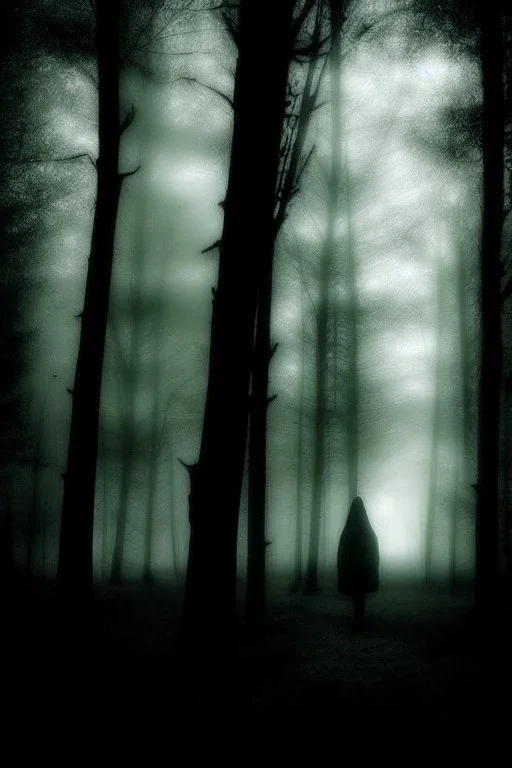 dark, foggy weather, night, forest, black, horror, art, evil, dark effect, white eyes, shadows,