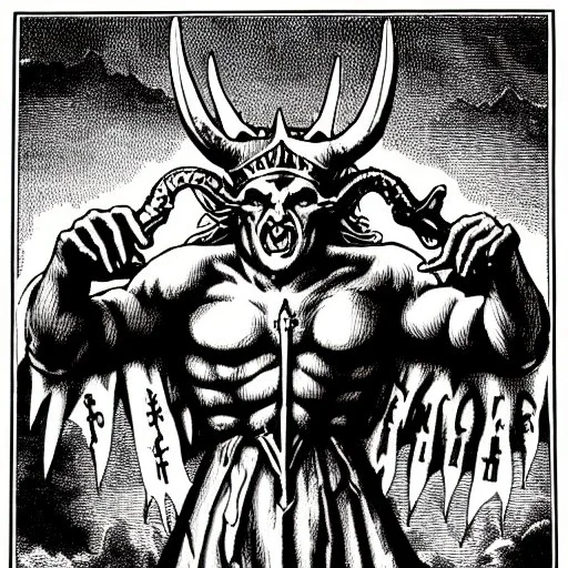 Devil demon satan king war code prophecy black and white world end