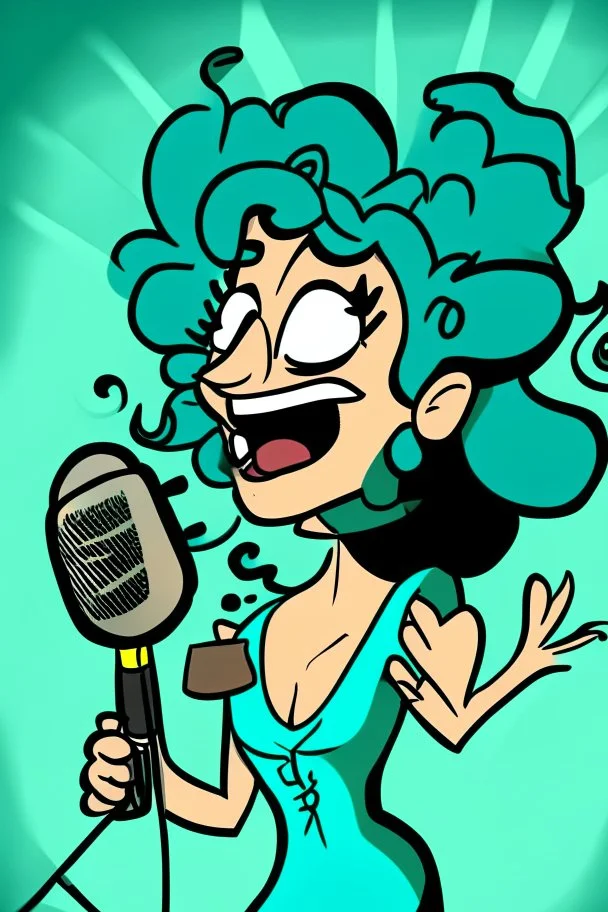 Turquoise Lebanese singercartoon 2d