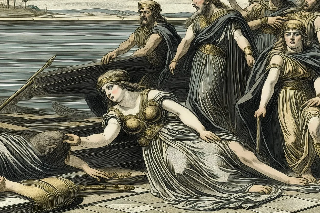 Agrippina reached the shore, Nero's men awaited her, and they mercilessly stabbed her to death