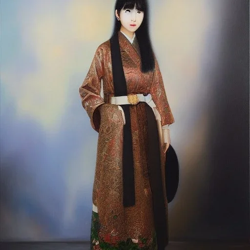 Full body portrait, painting, medium shot lady OshareKei