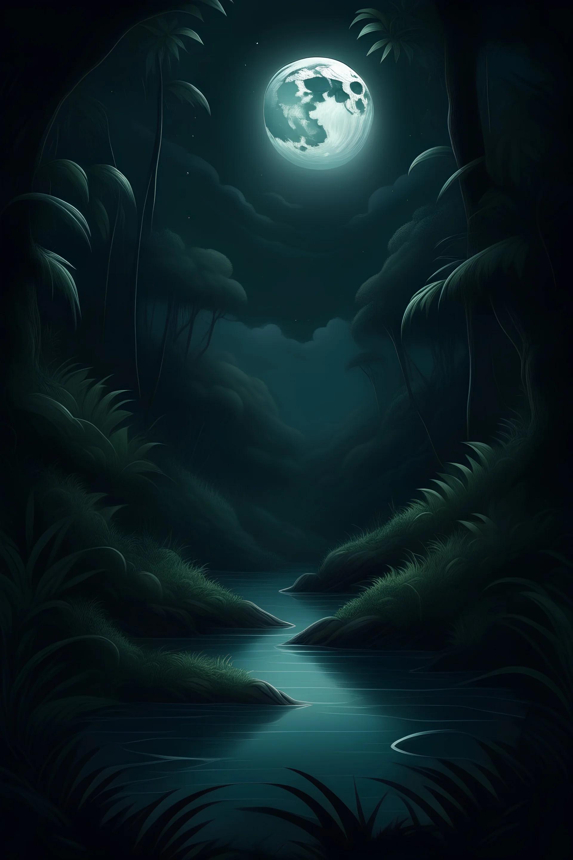 river moon jungle dark