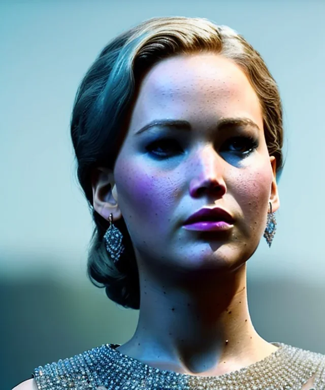 A portrait of a crystalised queen Jennifer Lawrence, atmospheric, realistic, unreal engine, cinematic lighting, octane render,8K, dark,