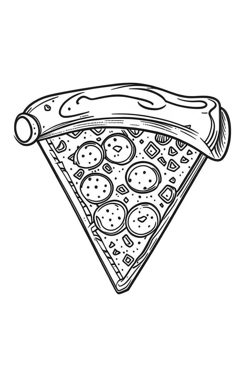 one slice of pizza minimalistic, line art, background, vector, svg, coloring page, black outline on white background