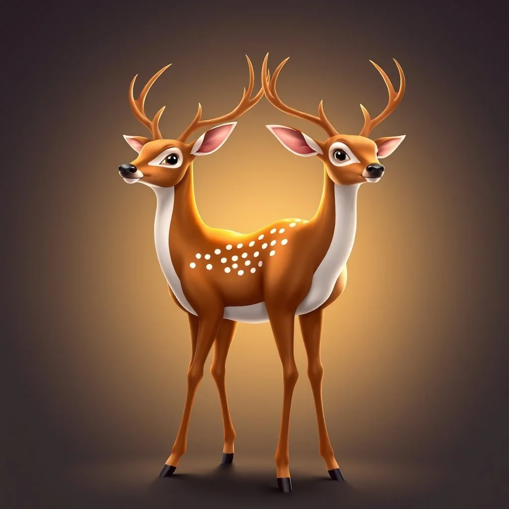 full body of adult white tail deer, proud, heroic, chest out, tail upward, on flat background, In the style of 'My Little Pony' and 'Bambi', fantastic lighting