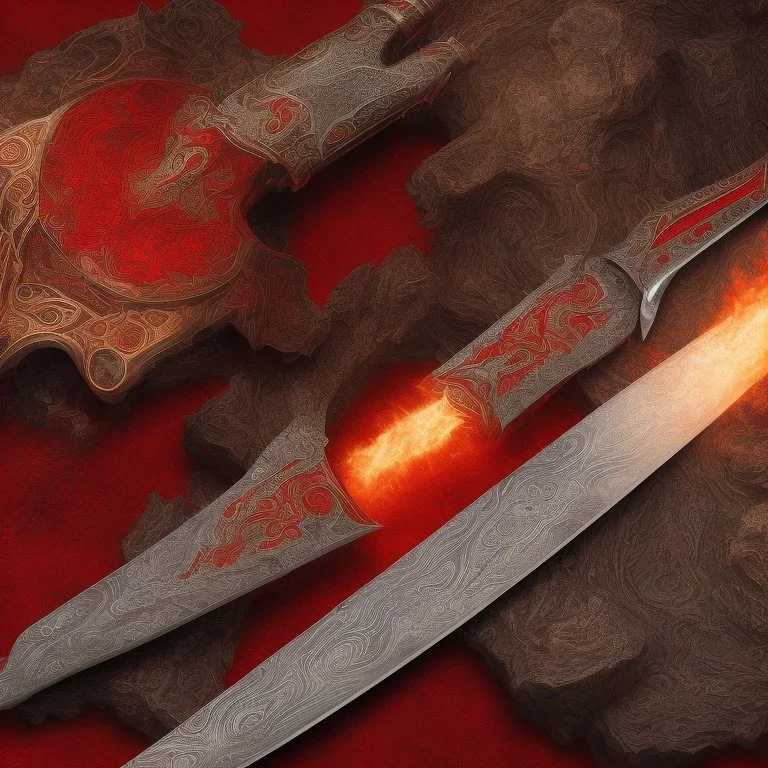 Knight magic. Tight. Damascus steel. Technical details. Red. Doom dark. Meteorite. Fire.