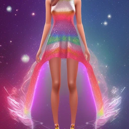 Glittery rainbow dress, full view