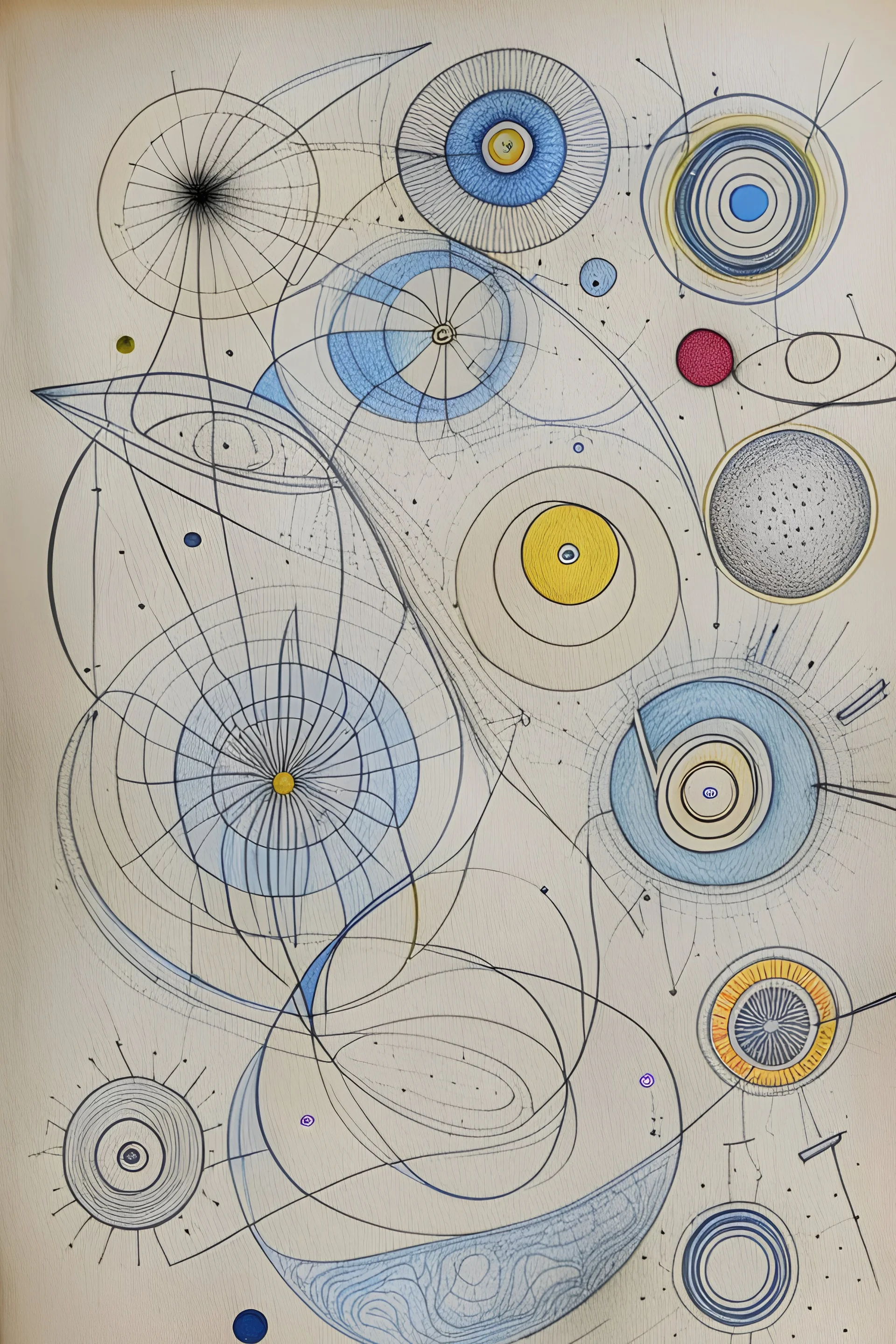 Detailed Kandinsky circles with Sketchy pencil outlines
