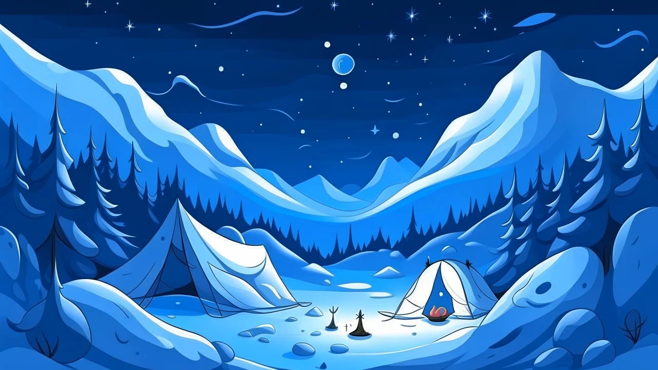 cartoon illustration: North Pole night, just nature