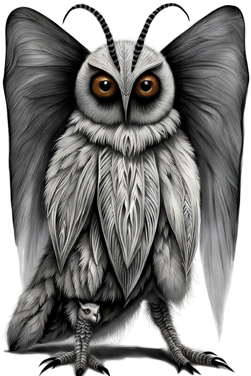 Hairy moth owl hybrid creature