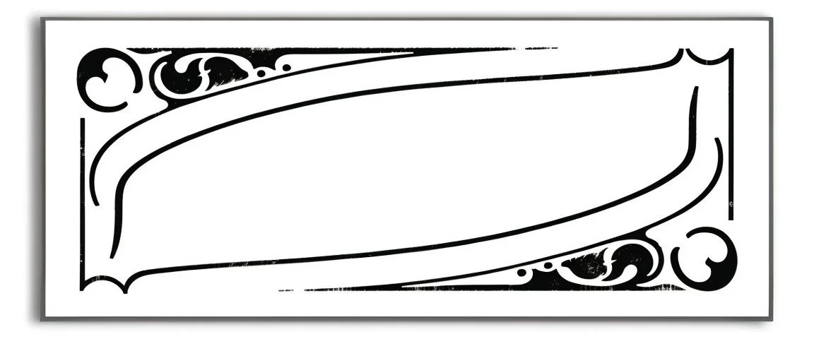 decorative corner elements(top left and bottom right) inspired by steam locomotive railroad and engraved stamps. antique printing