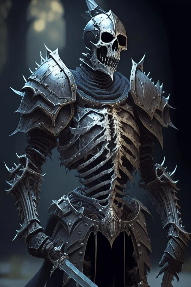 dark age skeleton knight wearing fullplate armor