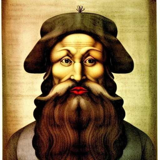 Retrato de un hombre con barba y canas llamado Jacobo Santiago Mozos con el estilo de Leonardo da Vinci