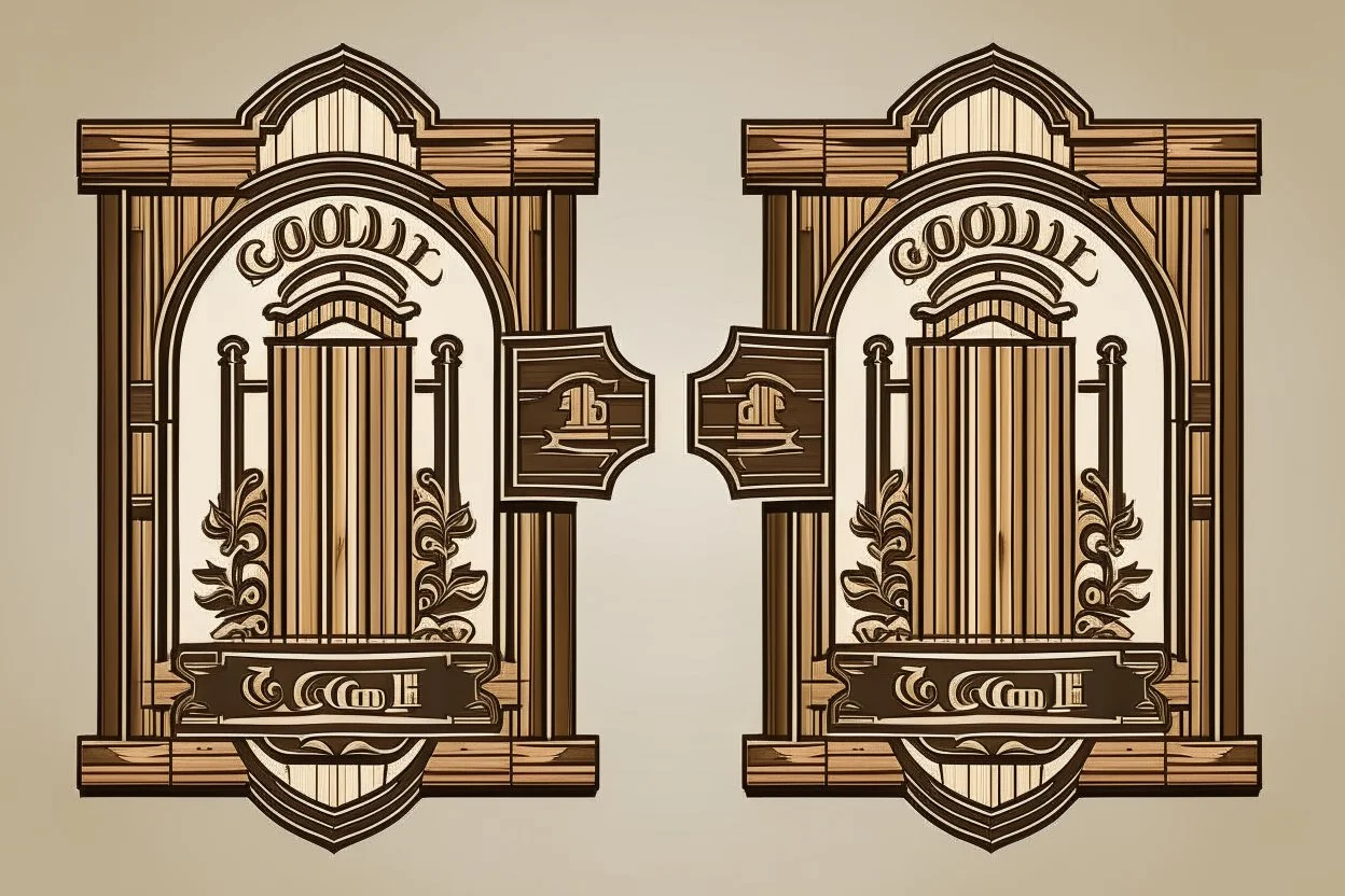 logo design for wooden double gates