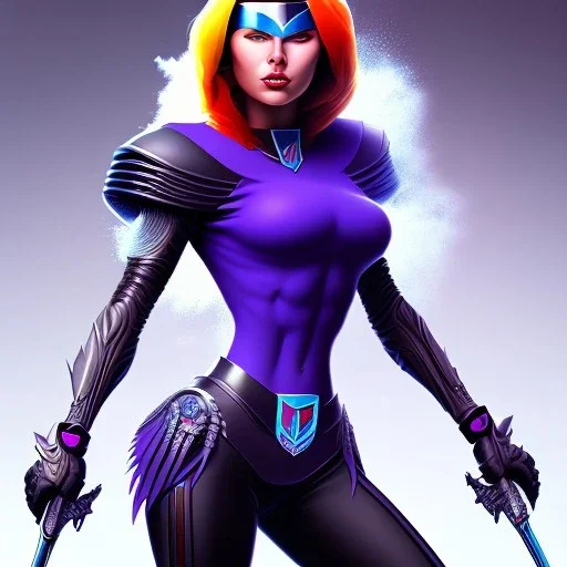 Epic full body picture portrait of busty atletic young beautiful Raven teen titans Frank Frazetta styles