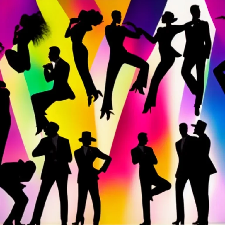 Jazz dancers, Silhouettes, gestures, vivid colors