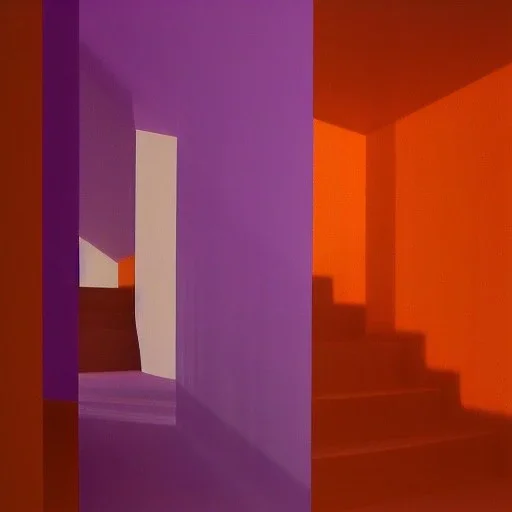 orange lighting purple shadows, Kissing Vertigo in the style of Marcel Duchamp