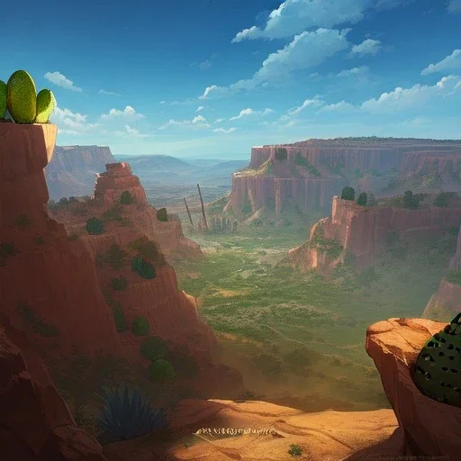 real life like cactus in the desert in arizona, grand canyon, anime