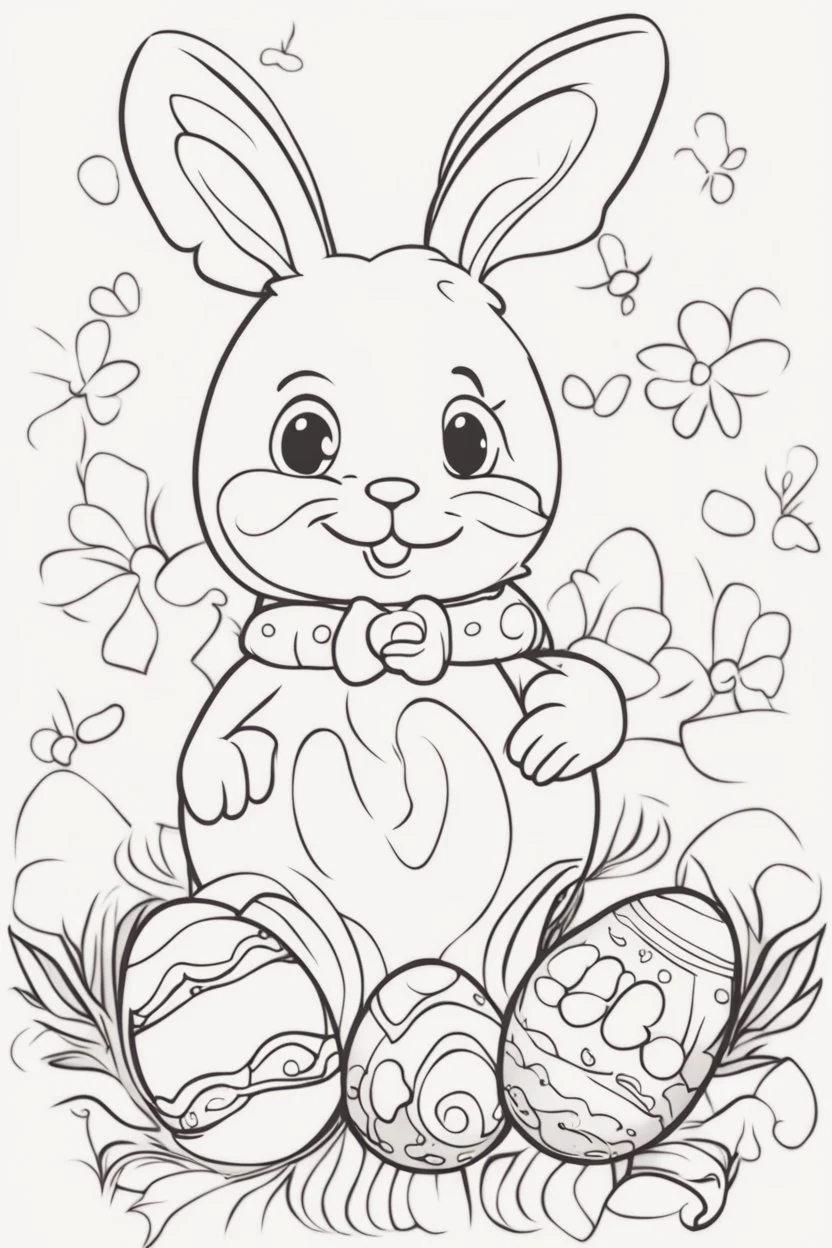 easy easter outline clear egg coloring book for toddlers with no background