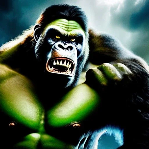 Ultra detailed fullbody Portrait in oil on canvas of King Kong merges with Hulk ,intense stare,extremely detailed digital painting, extremely detailed face,crystal clear Big eyes, mystical colors ,perfectly centered image, perfect composition, rim light, beautiful lighting,masterpiece,8k, stunning scene, raytracing, anatomically correct, in the style of robert e howard and Ken Kelley and Ohrai Noriyoshi and Simon Bisley and tomzj1