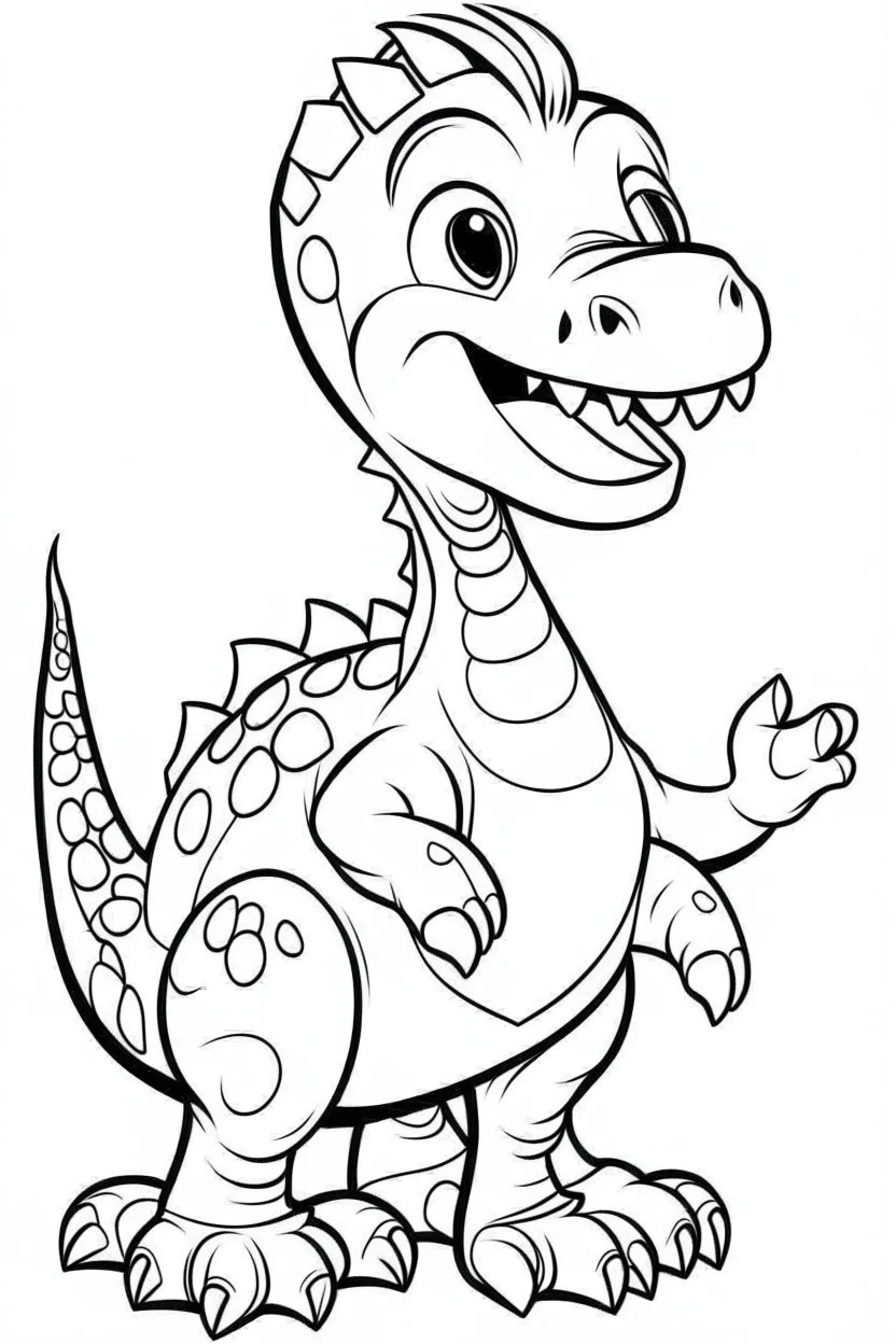 cute dinosaur for a color book, style cartoon, full body, outlined, without shadow, and well outlined