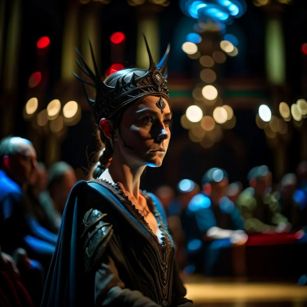 elf vampire in royal ancient concert hall , photo-realistic, shot on Hasselblad h6d-400c, zeiss prime lens, bokeh like f/0.8, tilt-shift lens 8k, high detail, smooth render, down-light, unreal eng