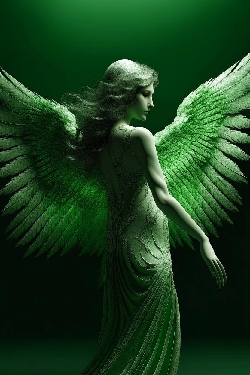 Woman wings angel light green