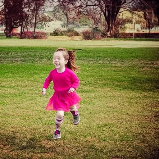 little girl running towards