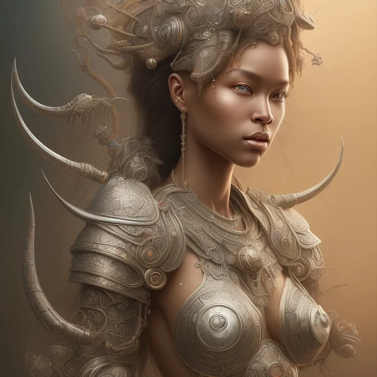 sango fantasy, fantasy magic, intricate, sharp focus, illustration, highly detailed, digital painting, concept art, matte, artgerm and paul lewin and kehinde wiley, masterpiece silver elephant head bronze Asian African girl nice breast Afo hair turquoise sun rain waves