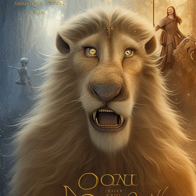 Chronicles of Narnia, Aslan and Lucy, movie poster, C.S. Lewis, 8k resolution, high-quality, fine-detail, iridescent, intricate, digital art, detailed matte, volumetric lighting, beautiful, illustration, 3D octane render, brian froud, howard lyon, selina french, anna dittmann, annie stokes, lisa parker, greg rutowski,