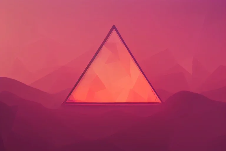 orange triangles, pink triangles, sunrise, mirror, painting