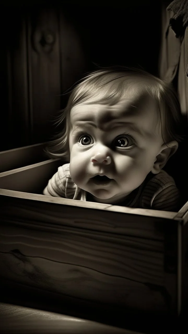 In the cautiously opening moments of the box, I discovered the splendor of innocence in the image of a baby looking at me with big, bright eyes. The first moments were normal, but soon turned into a strange scene when the child's actions that were out of the ordinary began to appear, where he never cried as if he understood the world around him in a mysterious way, leaving behind a mystery to be solved and to see his mysterious fate.