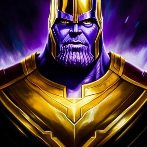 Ultra detailed fullbody Portrait in oil on canvas of thanos wearing the infinity gauntlet villain with Armor and helmet ,extremely detailed digital painting, extremely detailed face,crystal clear Big Glowing eyes, mystical colors ,perfectly centered image, perfect composition, rim light, beautiful lighting, 8k, stunning scene, raytracing, anatomically correct, in the style of robert e howard and Ken Kelley and Ohrai Noriyoshi and Simon Bisley and tomzj1