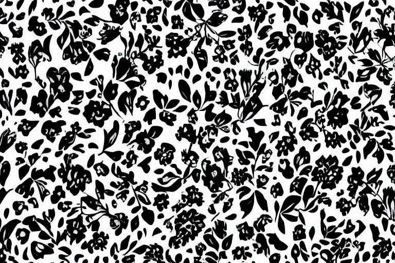 Pattern flowers black and white