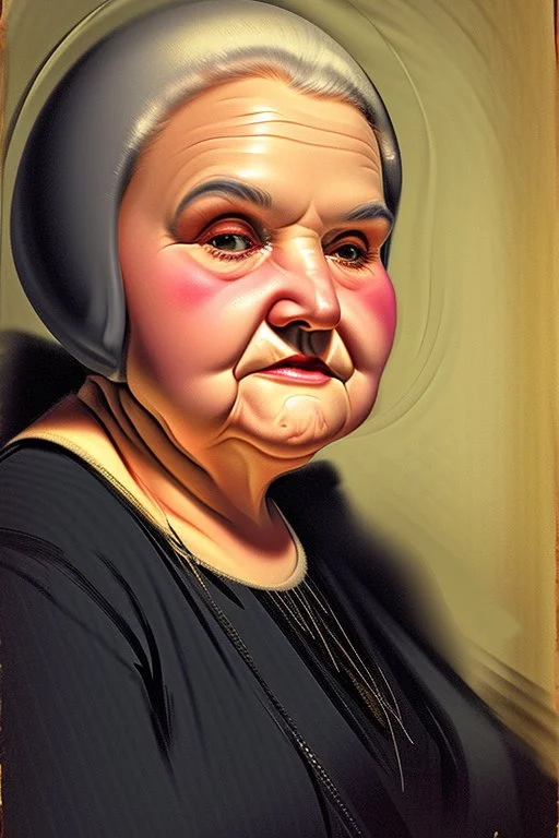 rich old woman with some fat, attractive portrait