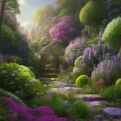 pixar style, volumetric summer garden environment and background, realistic painting of handbag, looking excited, volumetric lighting, dramatic lighting, detailed digital painting, extreme dense and fine fur, anime, ornate, colour-washed colors, elegant, small minutiae, tiny features, particulars, centered, smooth, sharp focus, renderman gofur render, 8k, uhd, detailed eyes, realistic shaded volumetric lighting, sunlight caustics, backlight, centered camera view