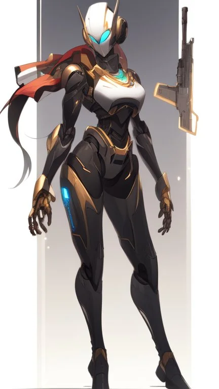 a beautiful robot gold. gun arm