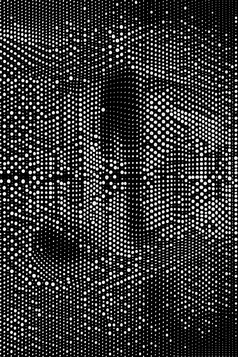 SQUARE GRID ABSTRACT LINES AND DOTS DANCING STYLE OF HIROKU OGAI