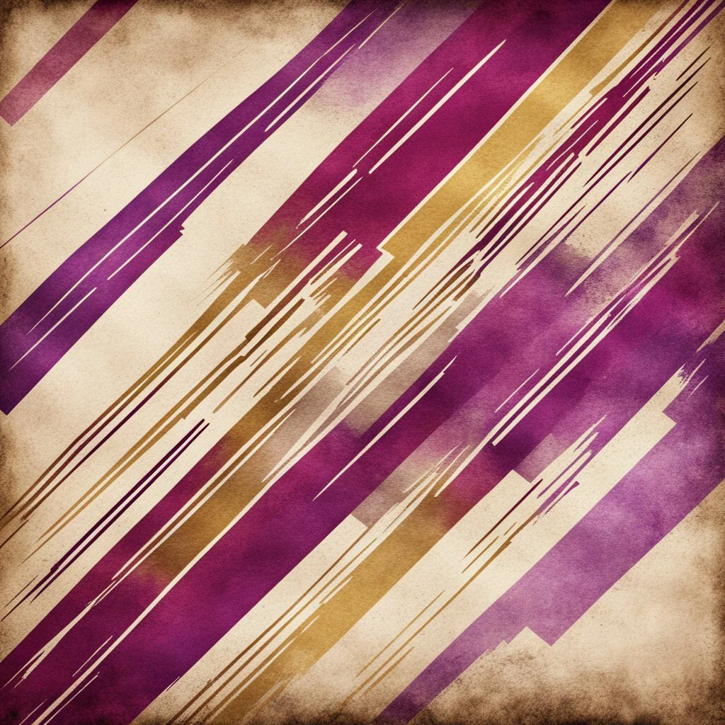 Hyper Realistic diagonal-grungy-multicolor-lines-intersecting (maroon + golden + purple + white) on vintage-grungy-paper