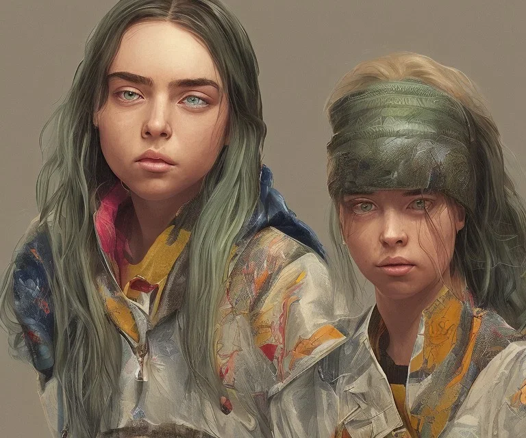 Billie Eilish, ying in the bathroom, photorealistic illustration