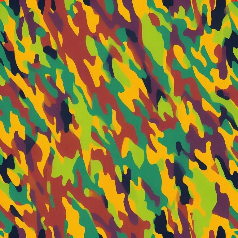 a highly detailed oil painting of seamless camouflage pattern, colorful