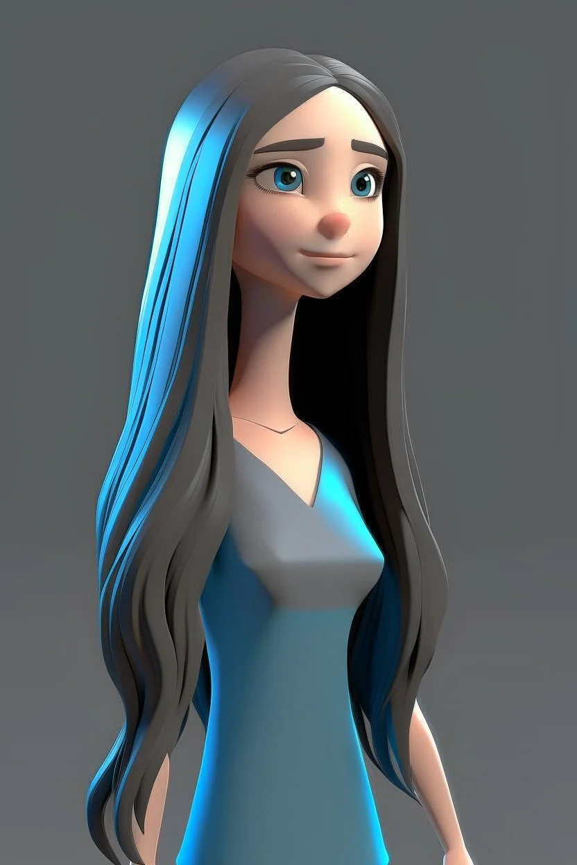 simple female 3d character long hair