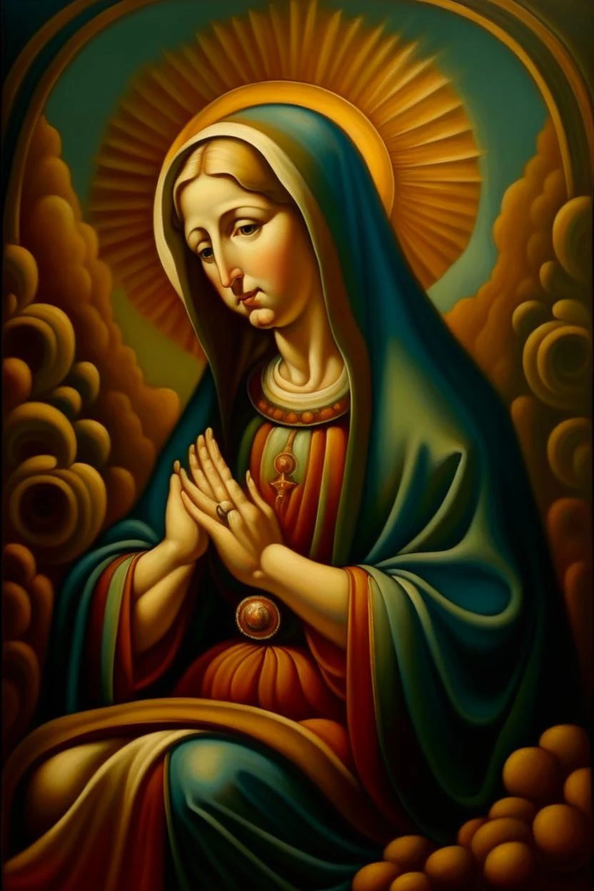 A painting of the Virgin Mary in the style of Thomas Hart Benton,64K, high quality