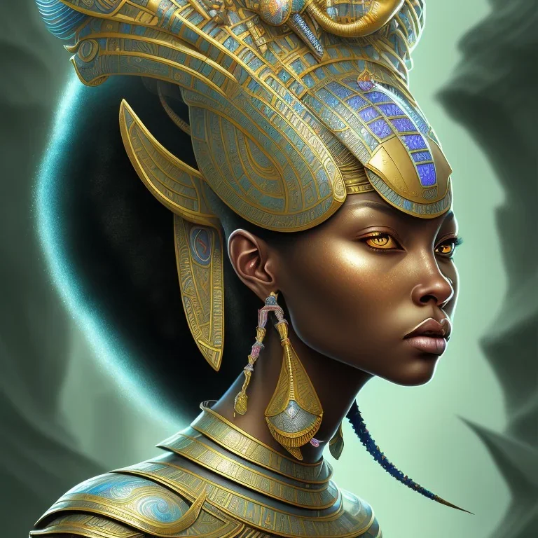 sango fantasy, fantasy magic, intricate, sharp focus, illustration, highly detailed, digital painting, concept art, matte, masterpiece head sexy African beauty black afro hair earth lady silver tiger head Egyptian princess pyramid